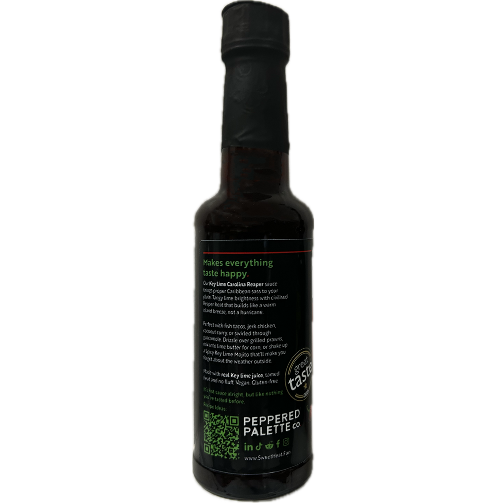 Key Lime with Carolina Reaper Sweet Heat Fun! Hot Sauce left panel