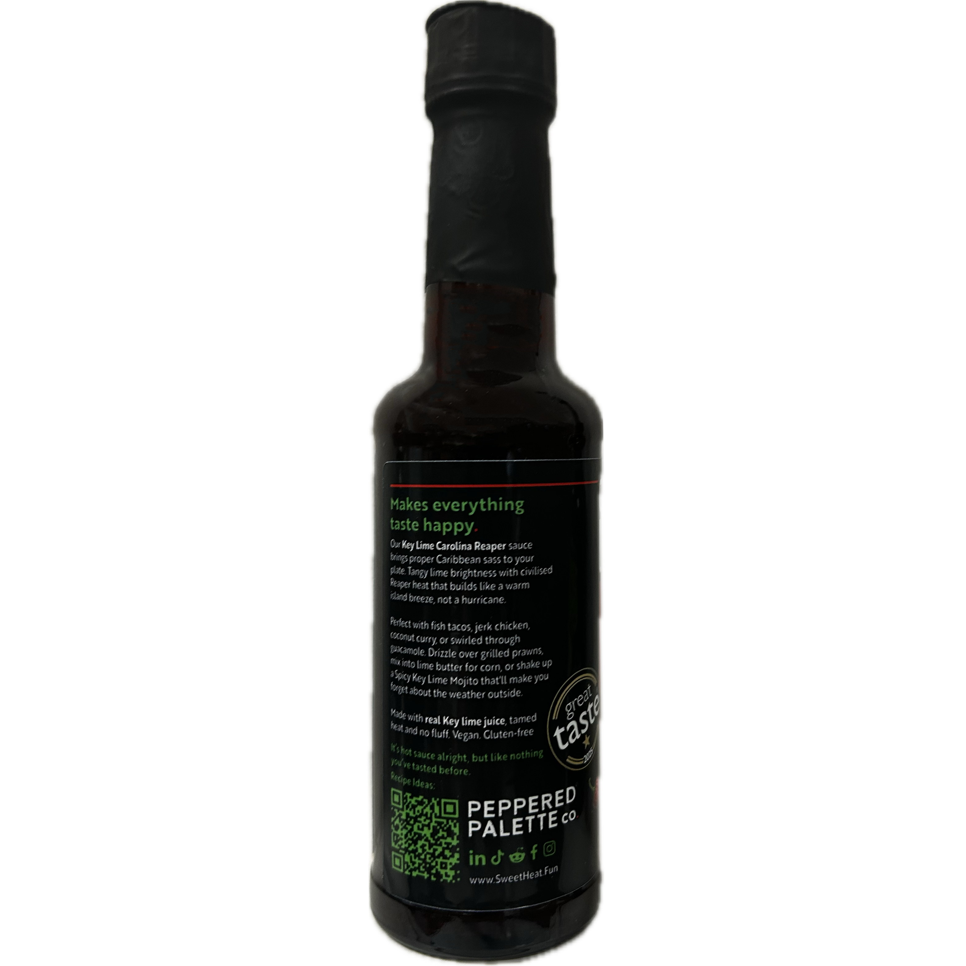 Key Lime with Carolina Reaper Sweet Heat Fun! Hot Sauce left panel