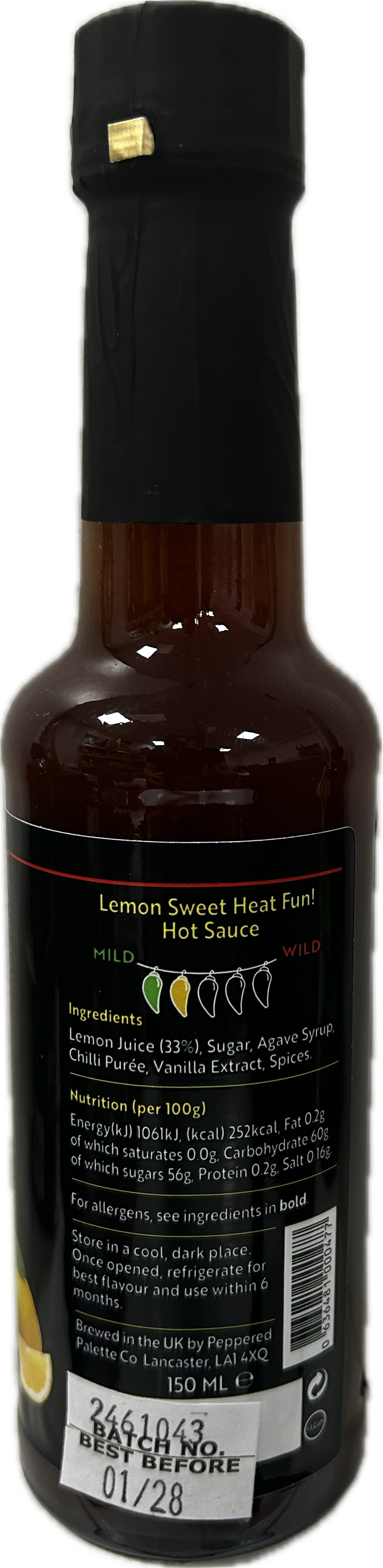Right hand panel of Lemon Sweet Heat Fun! Hot Sauce